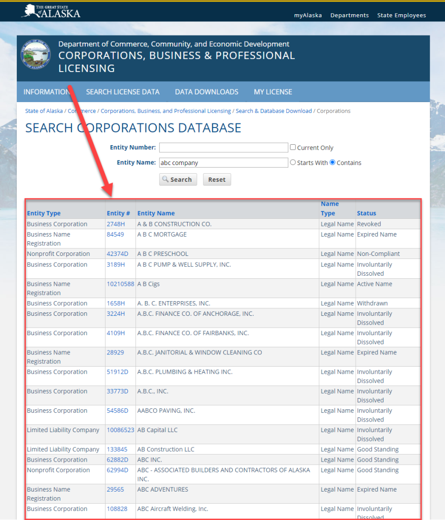 Alaska secretary of state business entity search secretary of state