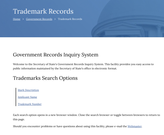 Alabama Trademark Records Homepage